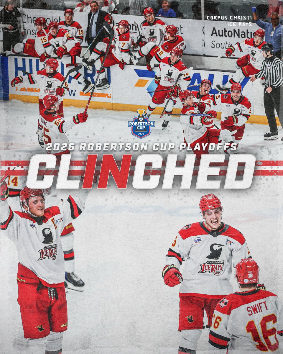 NAHLHockey's tweet photo. 𝘾𝙡𝙞𝙣𝙘𝙝𝙚𝙙 ✅

The IceRays are in!

#RobertsonCup

📸: Kelsey Trevino https://t.co/atGzzCOgei