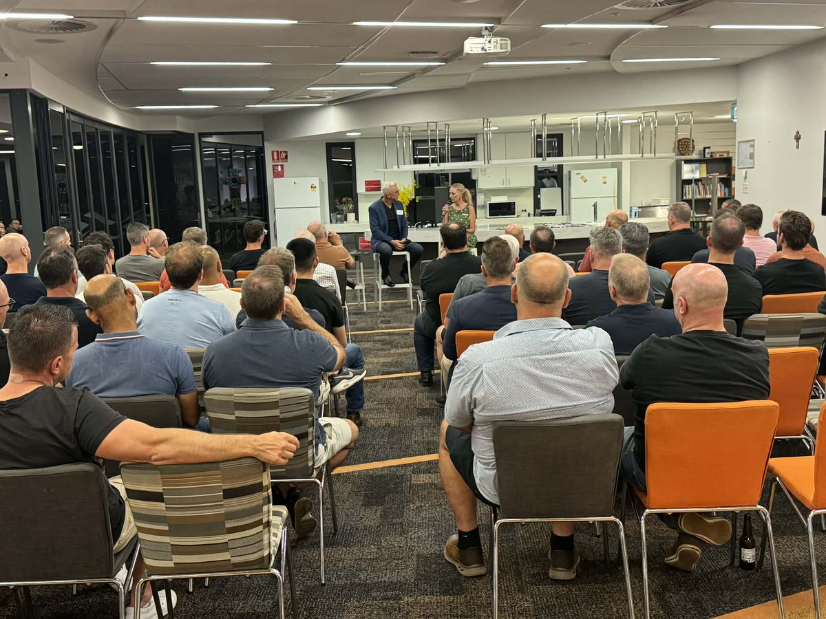 BrettDellar's tweet photo. Last week I had the privilege of speaking at Santa Maria College to the Men of Santa…which is the student’s dads.

It wasn’t a keynote this time!

It was a real conversation, a  Q&A alongside the wonderful Margo Bastow (Director of Community Relations)…where we didn’t just talk about life, we pulled it apart a bit.

Some of the questions we explored and I shared from included:

• What does strength actually look like, and how has that changed over time?
• The idea of the “ManMask”…and when it starts costing us more than it protects us
• What carrying unprocessed pain really does to our relationships
• What happens when life (or cancer) strips away your sense of control
• And the one thing men consistently underestimate, their influence at home

There was no hiding.

There were a few tears, and also a few laughs (because if you don’t laugh, it gets heavy real quick).

But what stood out most?

The honesty in the room.
The great questions – their interactions.
Blokes opening up.
The connection.
Sharing parts of their story with me.

Realising they’re not the only one carrying things they’ve never said out loud.

That’s where the shift happens.

Because most men don’t need another podcast, book, or strategy…
They need space.
They need permission.
They need real conversations like this.

And when that happens...even for an hour...something changes.

Grateful for the opportunity.
Grateful for the men who leaned in.
Grateful for the conversations that actually matter.

And we need MUCH more of this.

And remember…Today’s Courage Shapes Your Tomorrow!

#honestconversation
#santamariacollege
#margobastow
#BrettDellar
#makeadifference
#mentalwellbeing