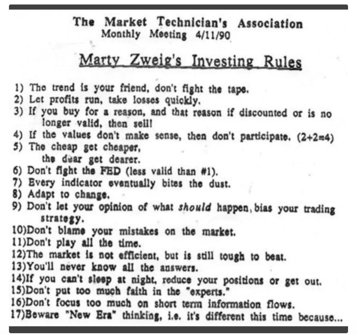 AReviewOrTwo1's tweet photo. Zweig’s investing rules: https://t.co/6o1nnhgznJ