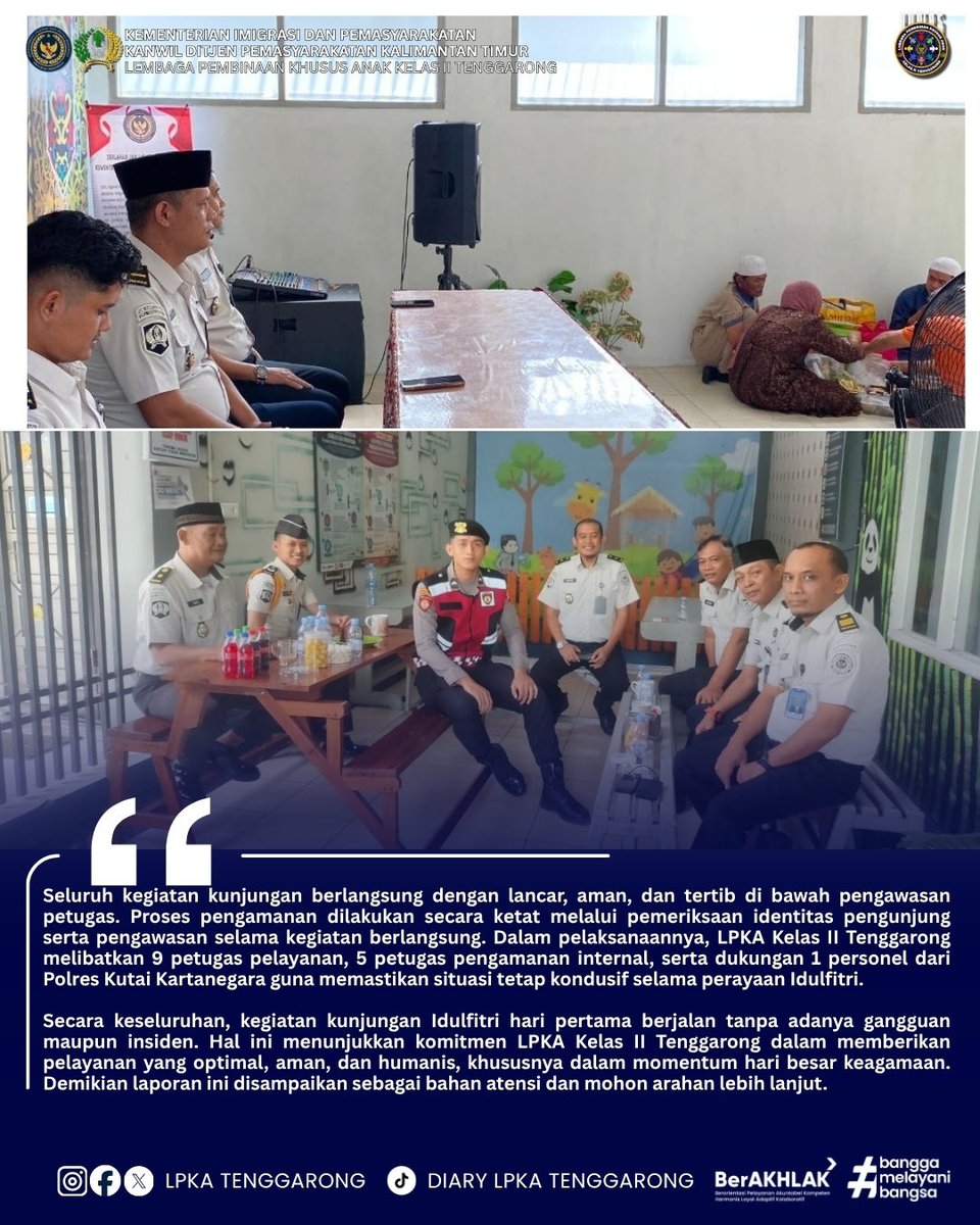 lpka_tenggarong's tweet image. Kunjungan Idulfitri Hari Pertama, Hangatkan Silaturahmi di LPKA Tenggarong

#Kemenimipas
#guardandguide
#ditjenpas
#pemasyarakatan
#LPKATenggarong