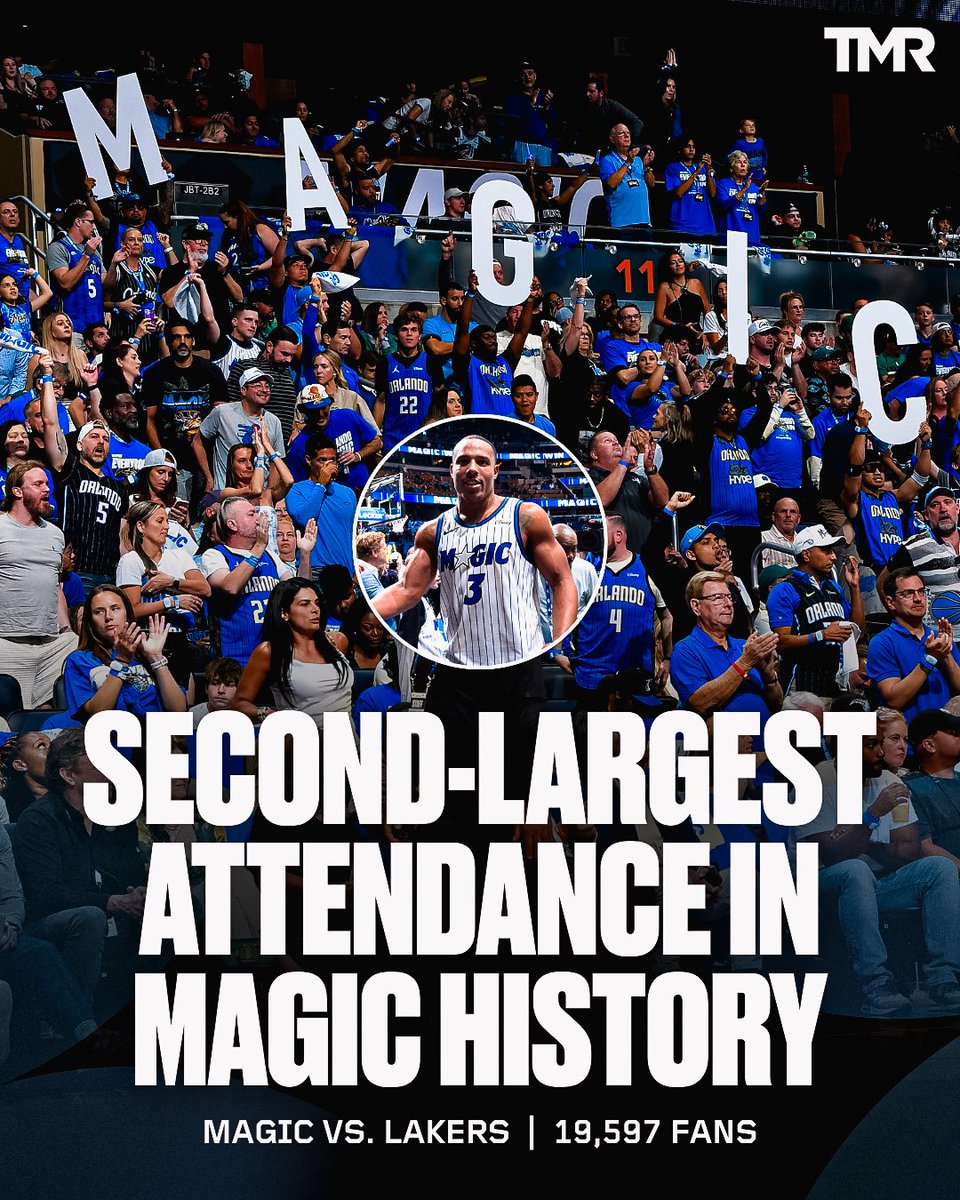 Magic-Lakers has officially become the second-most attended game in franchise history! 👏

The highest attendance was 19,598, recorded nearly a year ago to the date (Mar. 24, 2025)… Against the Lakers. 

(H/T Orlando Magic PR) 
#MakeItMagic