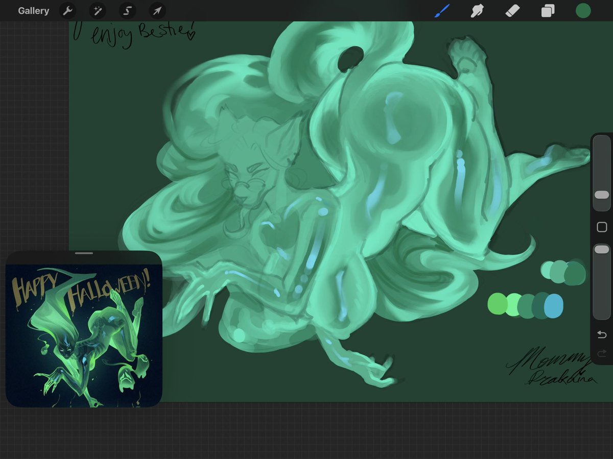 Wip of gift for @/tevaalidrawss 
Ref / inspo bottom right
Love you girrrl! 💚👻
#furrynsfw #yiff #furrycharacter #furryfanart
