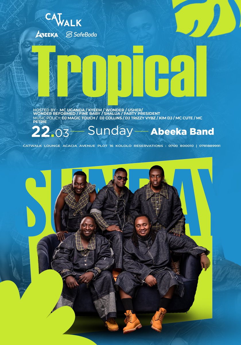CatwalkKla's tweet image. Sunday isn’t the same if you’re not at catwalk lounge kololo Drop in, order up, and toast to the weekend it’s @abeekaband @dj_magic_touch_ug @djay_trizzy_vybz @iampetriemc @mccute94 @collindj._ @djkymlazer let’s make it happen it’s a weekend 
#TropicalBar #SundayVibes #BarLife