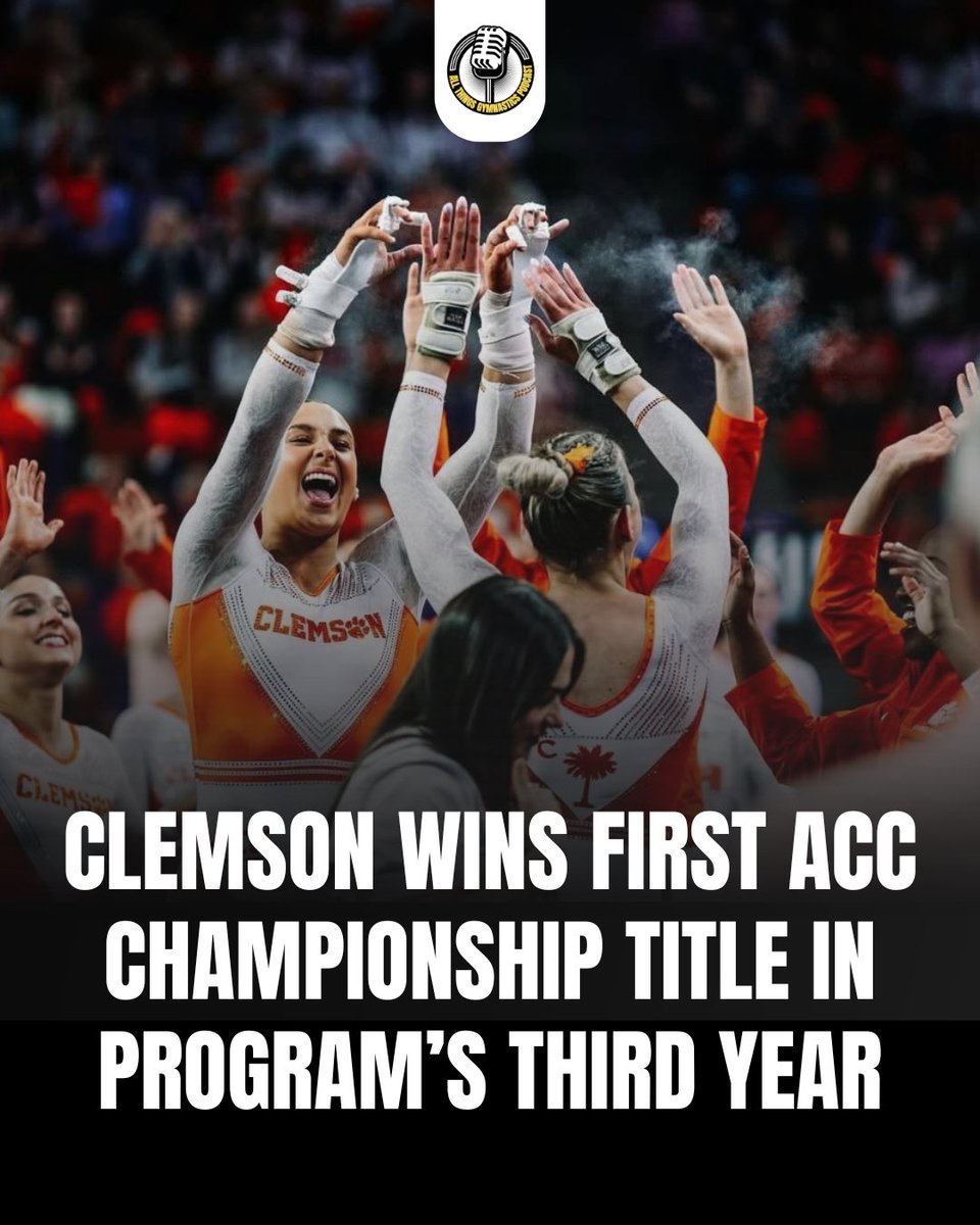 AllThingsGymPod's tweet photo. HISTORY! In only its third year as a program, Clemson wins its first ACC Championship! What. A. Moment! https://t.co/YIq3Xne0rM