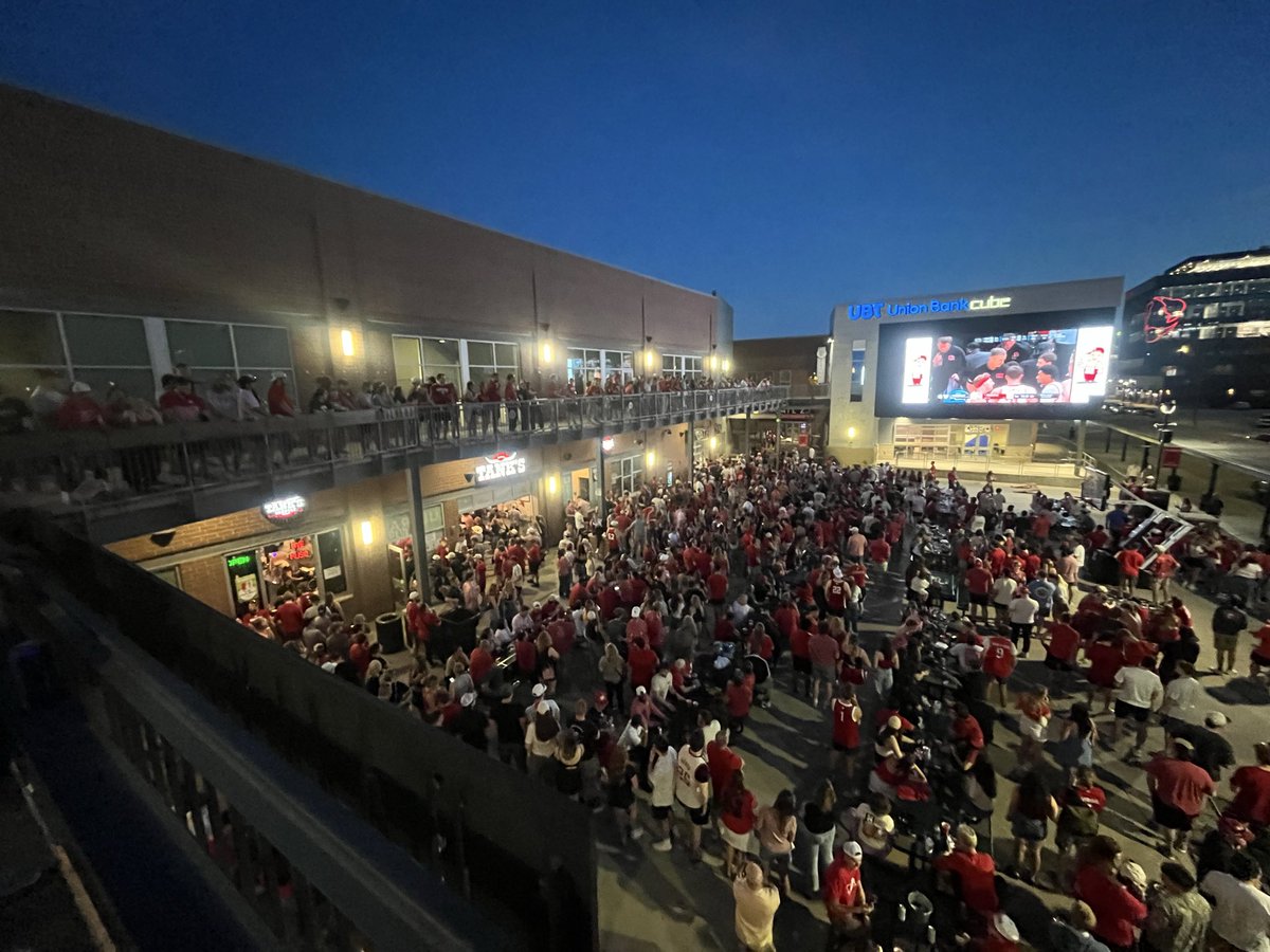 20,000 Nebraska fans in OKC and the Railyard is still packed out like a Football game day.

Best fans in America.