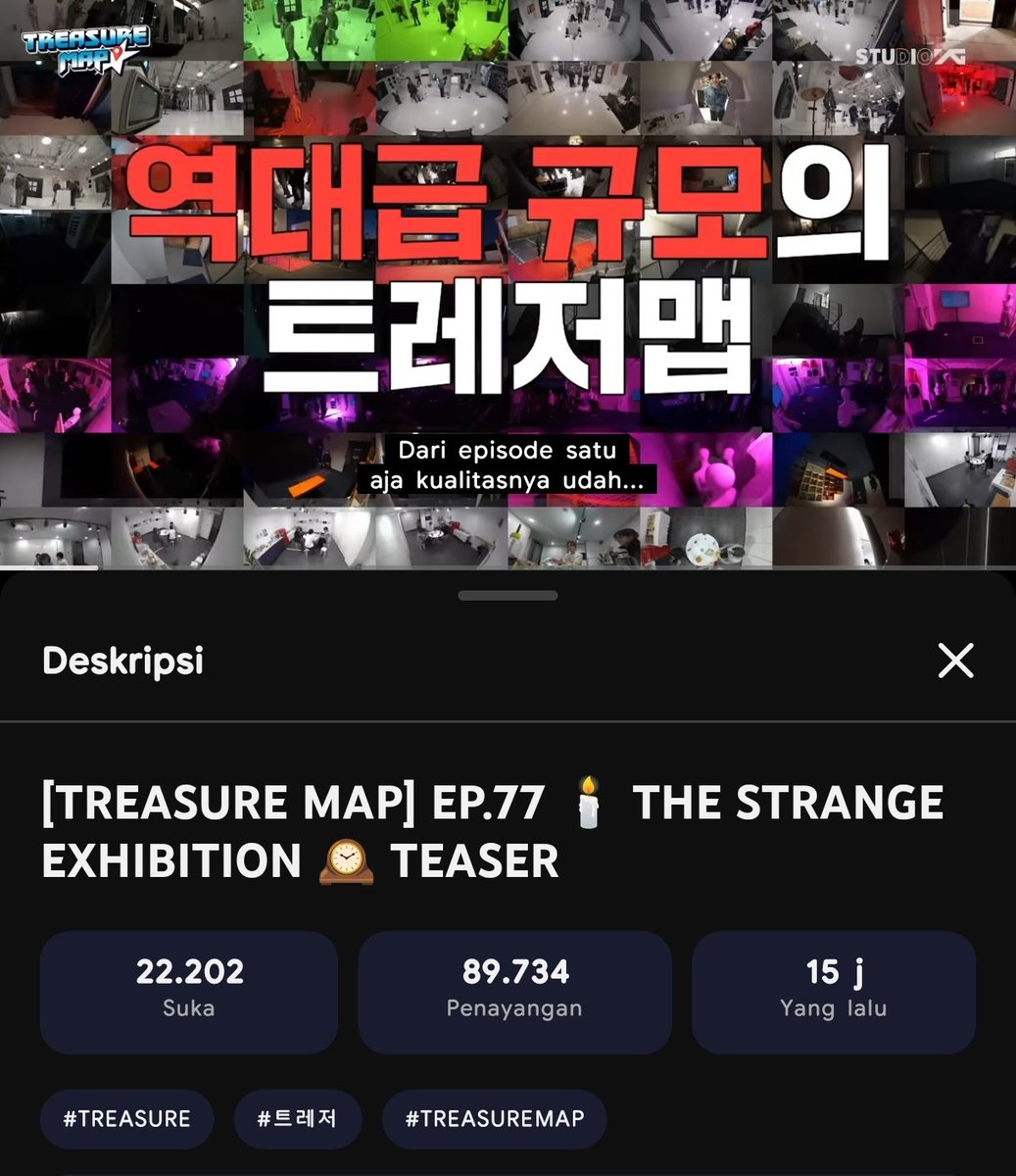 ‼️LET'S HIT 200K VIEWS BEFORE 24 HOURS ‼️

link teaser TMAP EPS 77👇👇
📽youtu.be/8Jvy1sQ8BNI

#트레저 #TREASURE
#TREASUREMAPISBACK
#THE_STRANGE_EXHBITION_EPS77