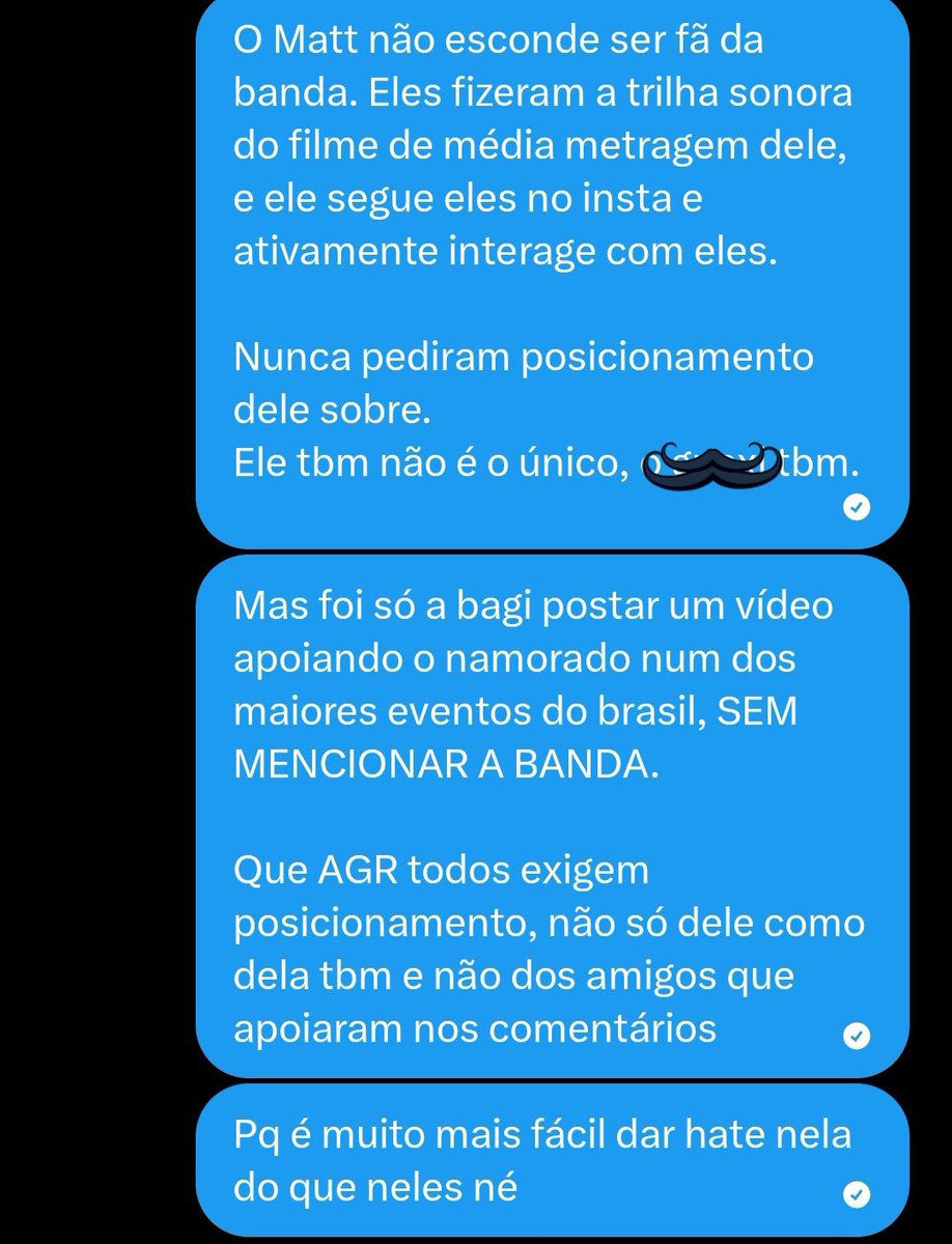 <a href="/lesbo_depressiv/">Ângel</a> Pq sempre focam nela e usam qualquer coisa que o ciclo dela faz de errado pra a atacar.

Ela não é inocente, mas não foi ela que tocou no palco. Outros tbm ficaram felizes por ele e não foram cobrados.

Como sempre tão fugindo do foco que é cobrar O MATT.
