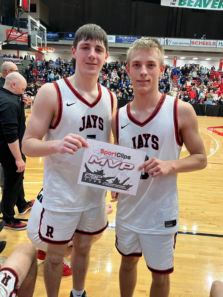 NetworkPsp's tweet photo. BNC National Bank Scoreboard 
State B Boys 3rd Place
Ray 77
Medina-Pingree-Buchanan 69

Sport Clips MVP’s
Jace Becker and Ty Barman combined for 45 points, 13 rebounds, and 6 assists as the Jays finish the season with a 26-2 record. Congratulations!

Listen to a full replay at https://t.co/Jqp7nqXlce