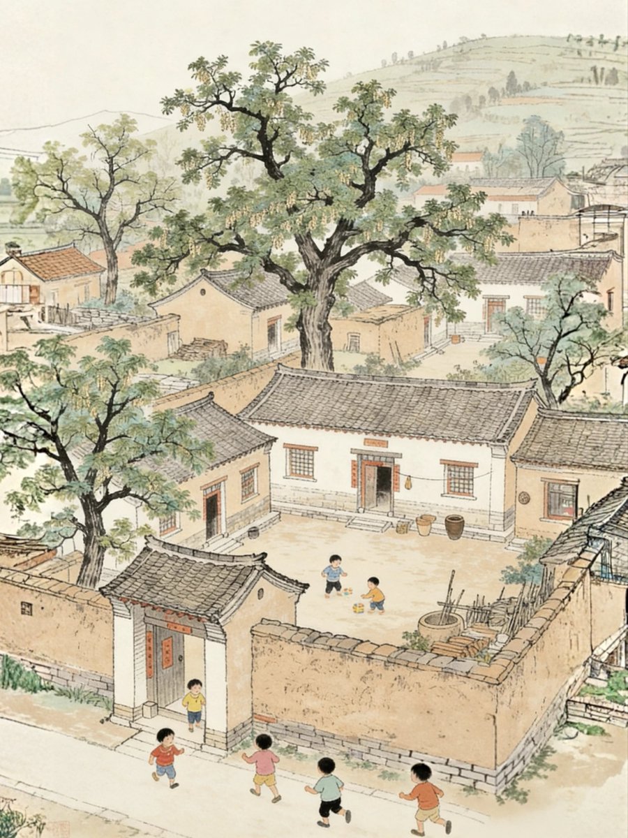 VisitWZ's tweet image. Old trees, tiled houses, and running children—this is the warmest portrait of Chinese rural nostalgia. A moment of pure, uncomplicated joy. ✨
#ChildhoodMemories #ChineseCulture #RuralVibes