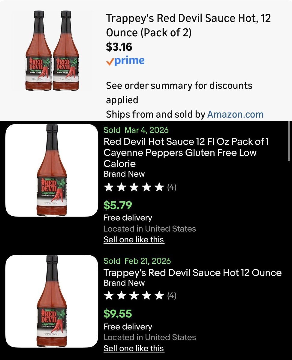 70% OFF RED DEVIL HOT SAUCE @ AMAZON

Pack of 2 for $3, eBay sales $5-$9 single 

While supply last

deals.pennyexplorer.com/r/Sk8OSW #ad