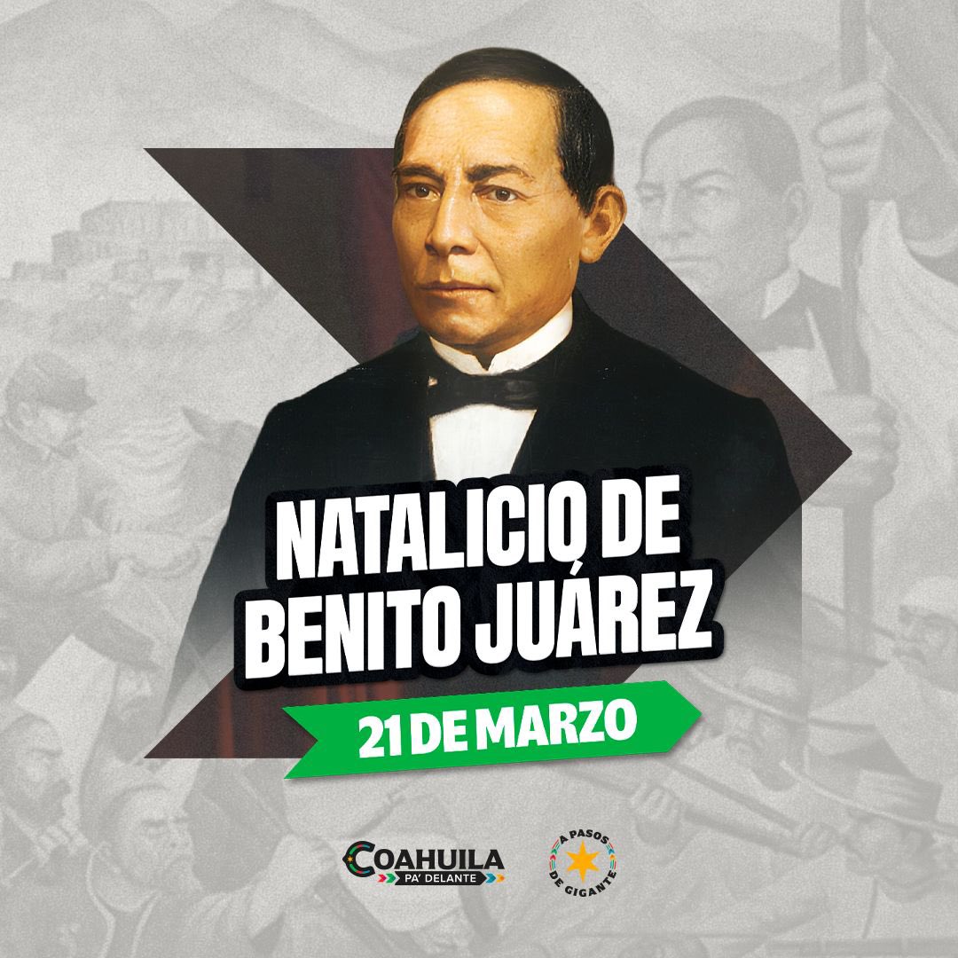manolojim's tweet photo. Hoy conmemoramos el natalicio de #BenitoJuárez, un líder que con valentía y visión transformó la historia de nuestro país. Su legado nos inspira a seguir construyendo un México libre y avanzando #APasosDeGigante. 
#CoahuilaPaDelante https://t.co/z6MLMdWbqZ