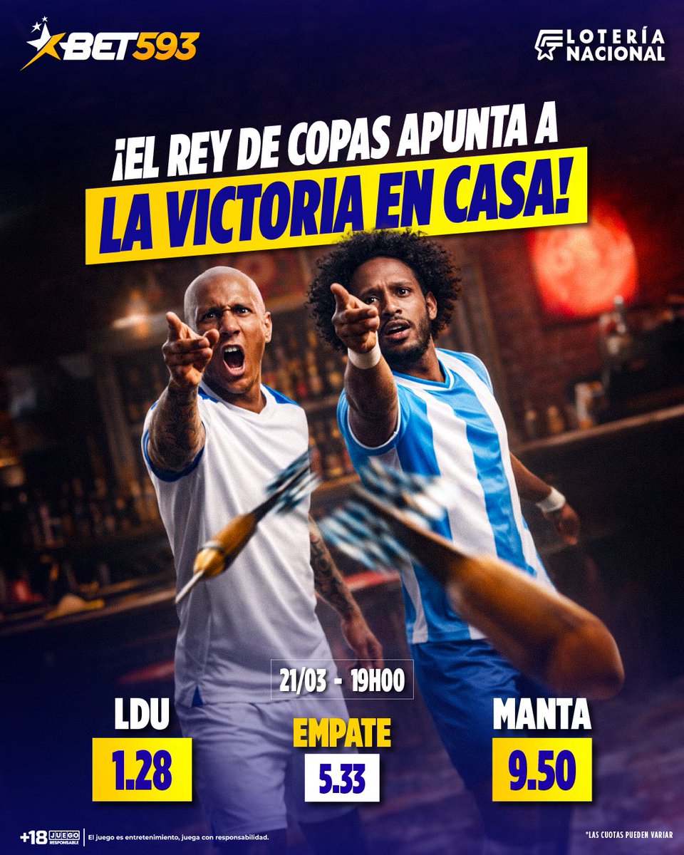 ECUAGOL's tweet image. Liga en Quito con una sola misión: ganar. ⚽​
No hay espacio para dejar puntos en casa.​
Manta llega con menos presión y con esa libertad que incomoda al local.​
Partido donde uno propone y el otro espera el error.​

#Bet593 #GanoConBet593 #Bet593EsDeEcuatorianos