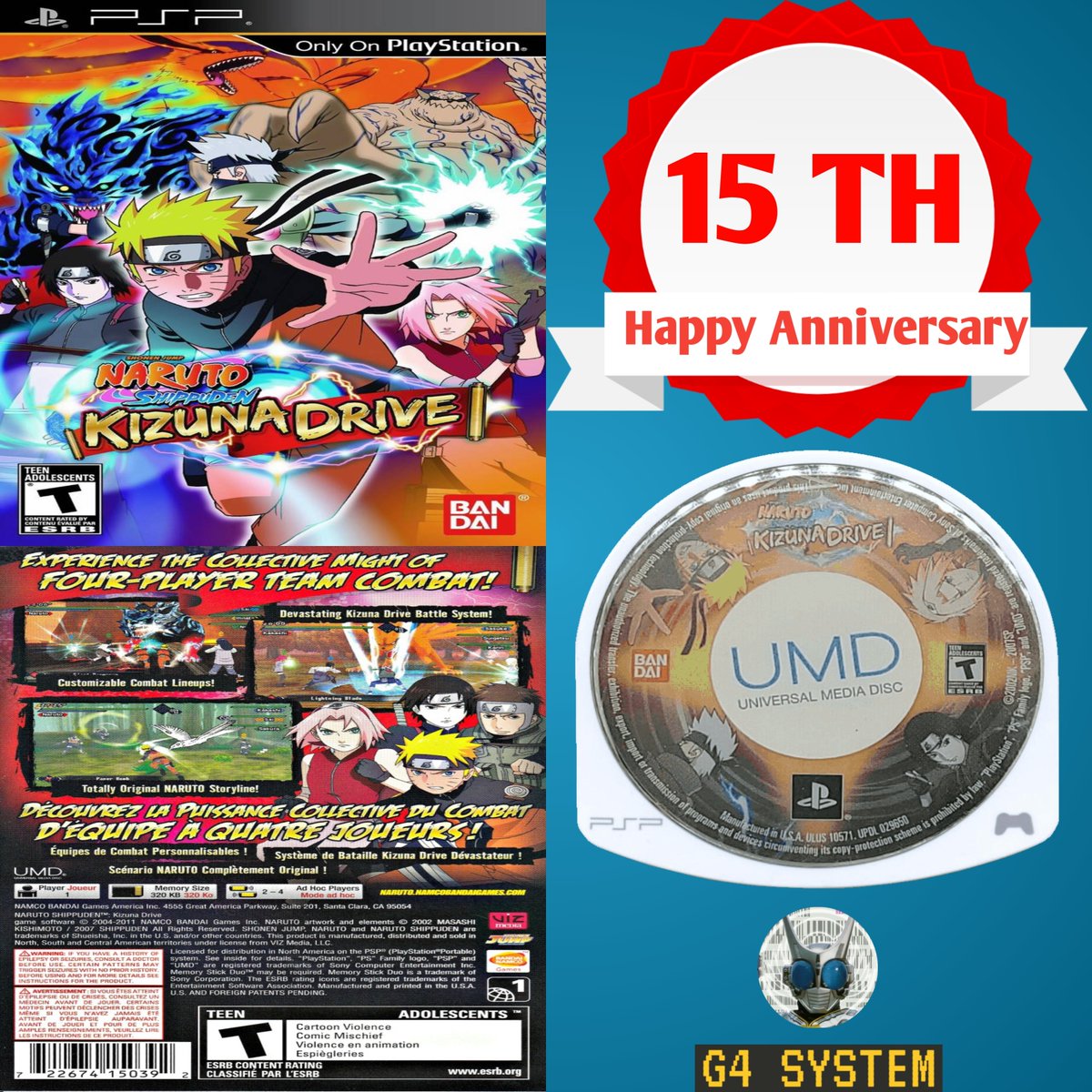 15 years ago 

Naruto Shippuden: Kizuna Drive was released for Playstation Portable in North America 🇨🇦 🇺🇸