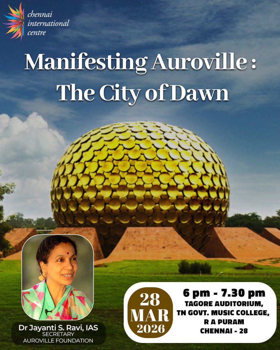 CIC_Chennai's tweet photo. What does it take to build a city like Auroville? 🌍

Join @JayantiRavi for a deep dive into the vision, challenges, and reality of the “City of Dawn.”

🗓 Mar 28 | 🕕 6 PM
📍 Tagore Auditorium, Chennai

#Auroville #CICChennai #UrbanFutures https://t.co/UXBMVQnPkh