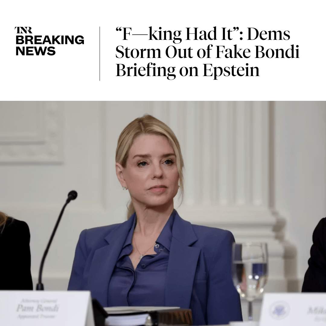 newrepublic's tweet photo. Americans everywhere want Bondi and the people in power to go under oath, on camera, and answer a few questions as to why there are so many delays and discrepancies within the files in what is supposed to be the most “transparent” administration ever. https://t.co/5scLIjfxyU https://t.co/slTfvIdTRb