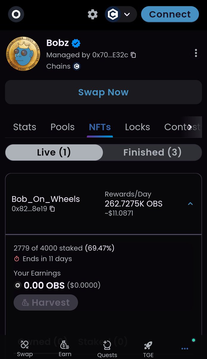 CroBobAdventure's tweet image. GN Crofam 🌛 

11 days left on the @ObsidianSwap BOB on Wheels staking farm! Still a few days left to earn $OBS. 

LFB #CronosChain