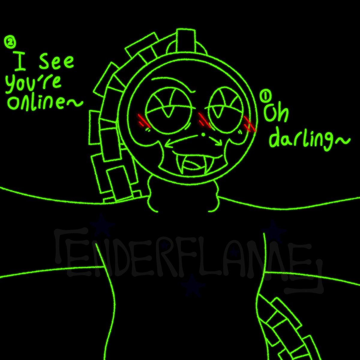 Enderflame21's tweet image. I have made an au where Dyle is a living ai who is obsessed with you lol, I love sentient ai #dyle #dyletimesly #dwdyle #dandysworlddyle #dandysworldau #dandysworld