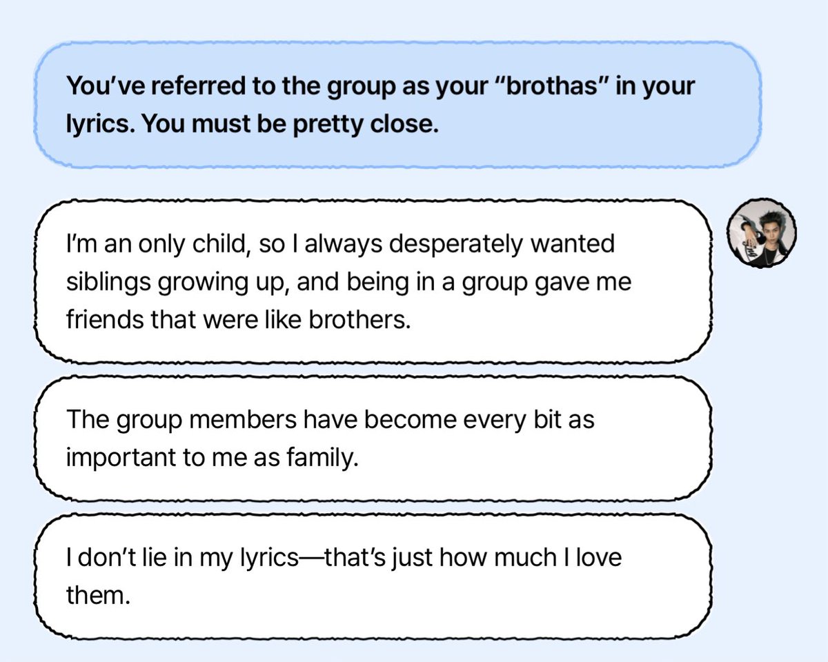 “i was desperately wanted siblings growing up.” 
“i don’t lie in my lyrics—that’s just how much i love them.”

tbtb kepikir, sekarang tuhan sudah memakbulkan doamu ryul, bukan cuma satu, tapi tiga sosok yang kini menjadi sebahagian dirimu, menjadi keluarga keduamu, yang akan
