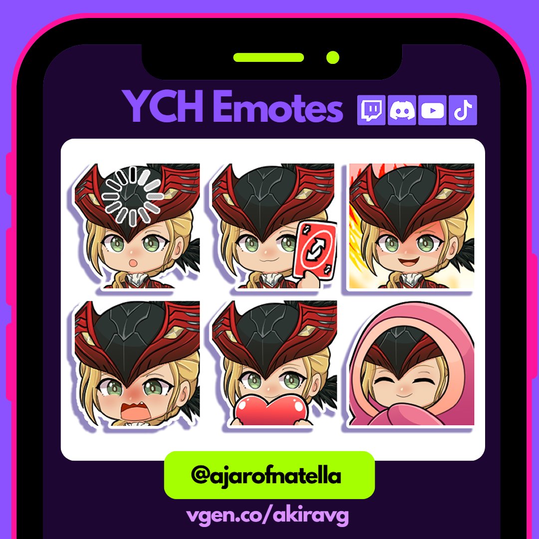 New YCH Emotes for Nat        

#VGenComm #VGen #YCH #Emotes #TwitchEmotes #commission