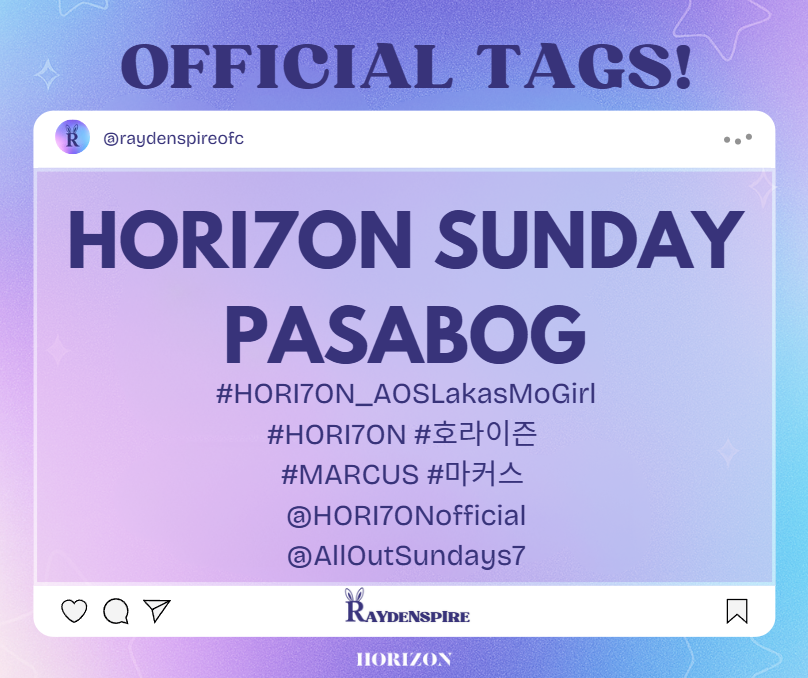 [📌] OFFICIAL TAGS!

Anchors, here are our official tags for today! Don't forget to follow the TP rules, and let's make this trend worldwide ✨💙💜

HORI7ON SUNDAY PASABOG

#HORI7ON_AOSLakasMoGirl
#HORI7ON #호라이즌 
#MARCUS #마커스 
<a href="/HORI7ONofficial/">HORI7ONofficial</a>
<a href="/AllOutSundays7/">All-Out Sundays</a>