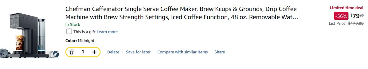 Epicdiscou5x's tweet image. Chefman Caffeinator Single Serve Coffee Maker #Coffee 

Price $79.96

amzn.to/4c38OiT

#Ad #Chefman