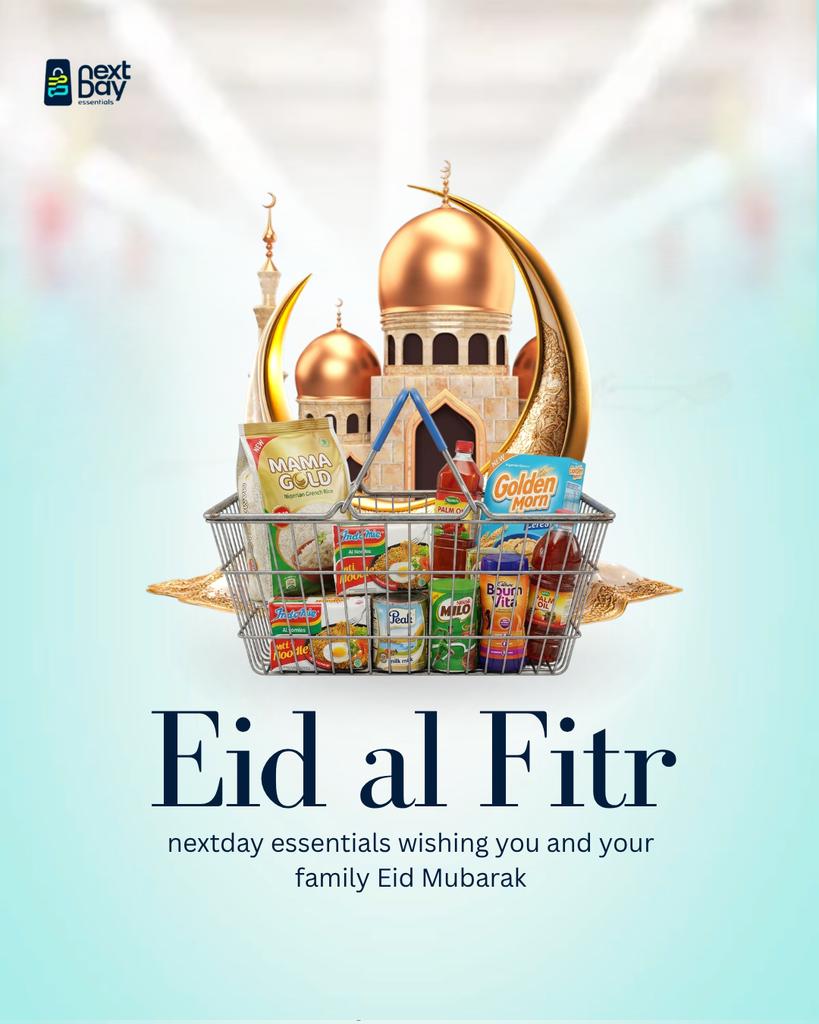 ndessentialsng's tweet photo. Ramadan blessings.  May this Eid al Fitr bring you peace, joy, and a heart full of gratitude. #Eidalfitr #Nextdayessentials #PublicHoliday #Owerri #Lagos https://t.co/kdtwBBbUgG