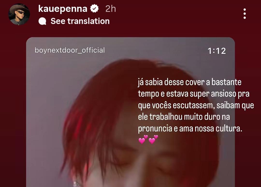 he also shared on his IG story 

" I've known about this cover for a while and was super excited for you all to hear it. Just so you know, he worked really hard on the pronunciation and loves our culture 💕💕 "

that's so sweet 🥹💕
