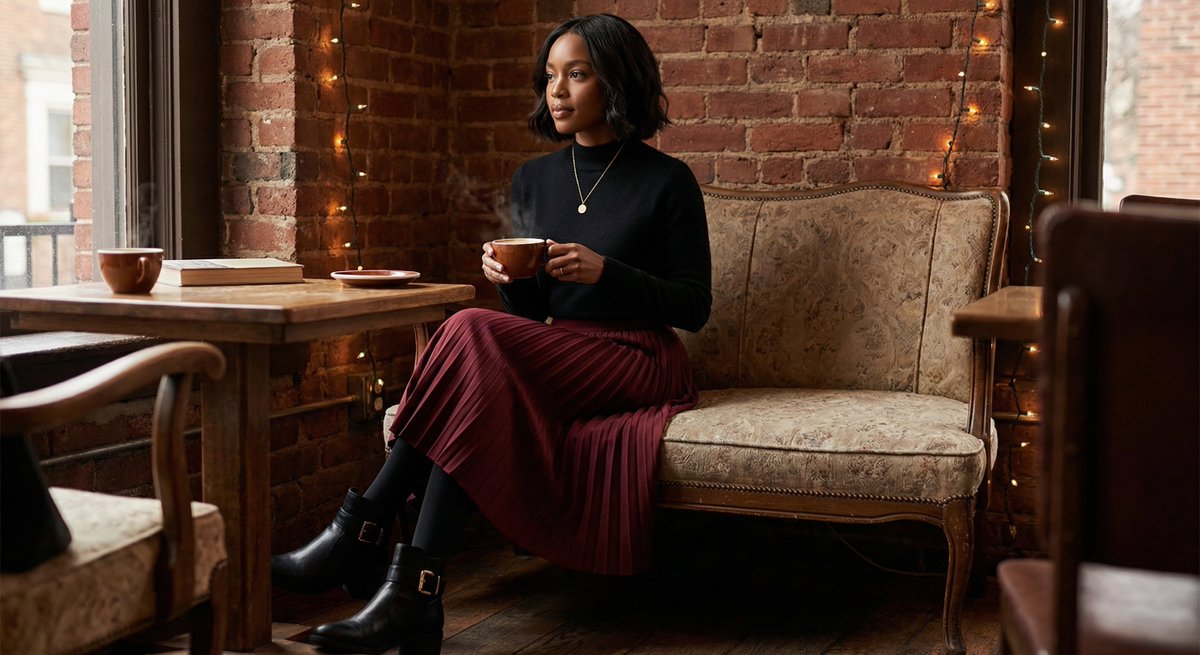 patrici49361754's tweet image. Sweater weather and cozy moments. Elegant layers for crisp evenings. Finding warmth in the little things. #WinterDate #CozyChic #DateNightStyle