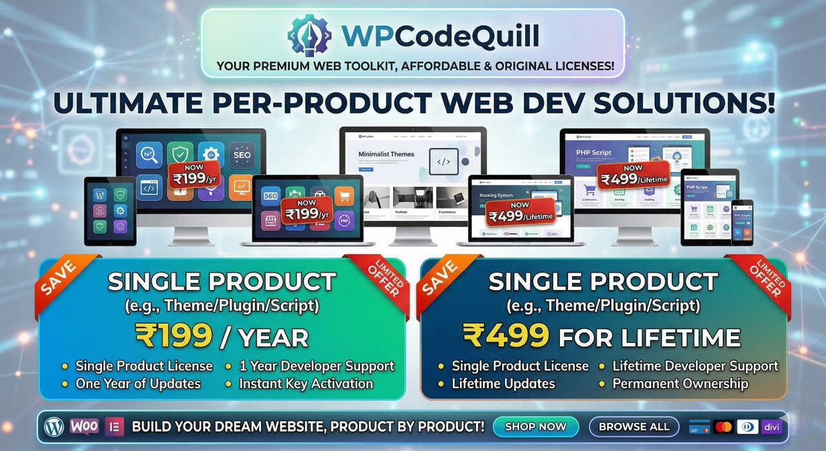 wpcodequill's tweet photo. ✅₹199 to ₹250 / Year👈 (1 year of updates and support for one product)
✅₹499 to ₹600 for Lifetime👈 (Includes lifetime updates and support for one product)
#wordpress #wordpresssite #wordpressblog  #wordpressblogging #wordpresstheme #wordpressplugin #wordpressplugins https://t.co/tLHaiEt0dg