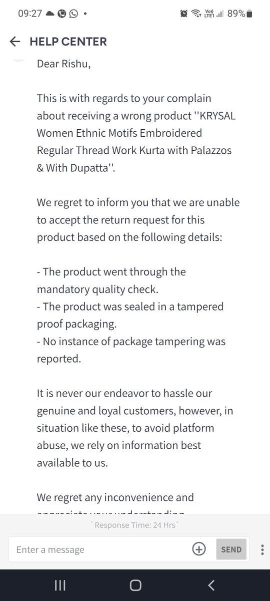 AtanshuGoyal's tweet photo. @MyntraSupport @jagograhakjago @Uppolice @UPGovt @ABPNews @aajtak @ZeeNews @BBCHindi @cnnbrk This is the resolution? You are saying that the product cannot be tampered and i am attaching the same seal tagged product. Then how can I tamper it at home. Send a team to scan the seal and then give me the proof that what item was sent. @jagograhakjago @MyntraSupport https://t.co/qFuIKzJZNO