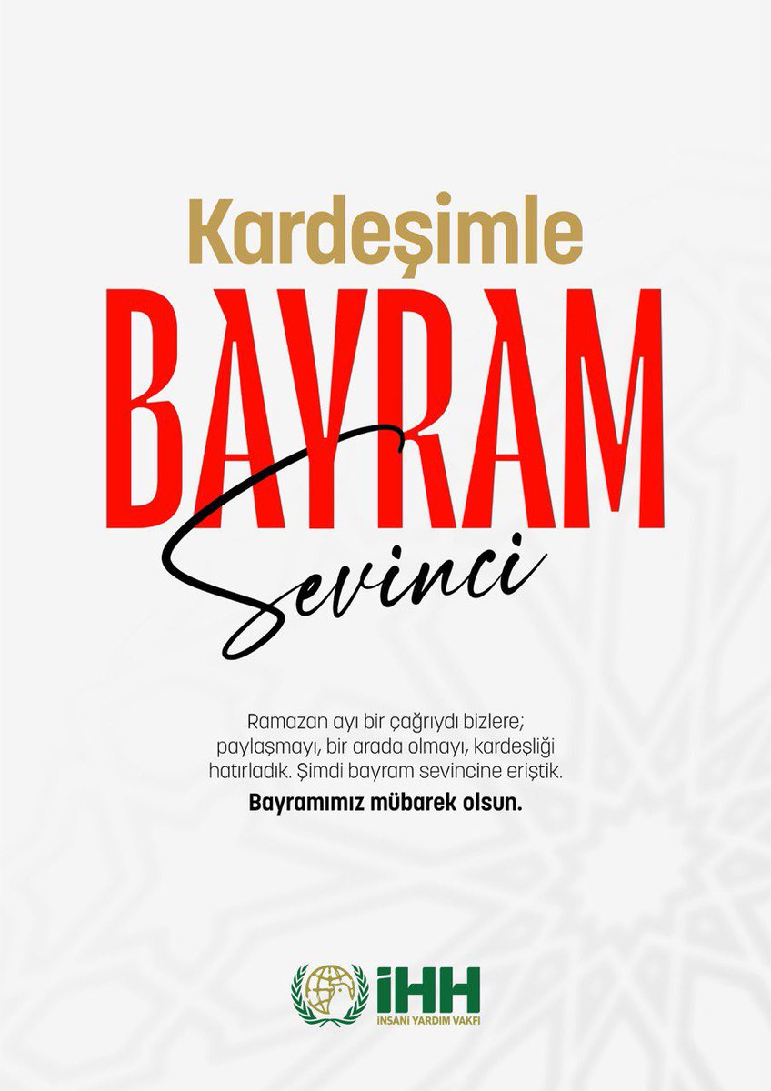 Ramazan ayı bir çağrıydı bizlere; paylaşmayı bir arada olmayı, kardeşliği hatırladık. Şimdi bayram sevincine eriştik.

Bayramımız mübarek olsun.