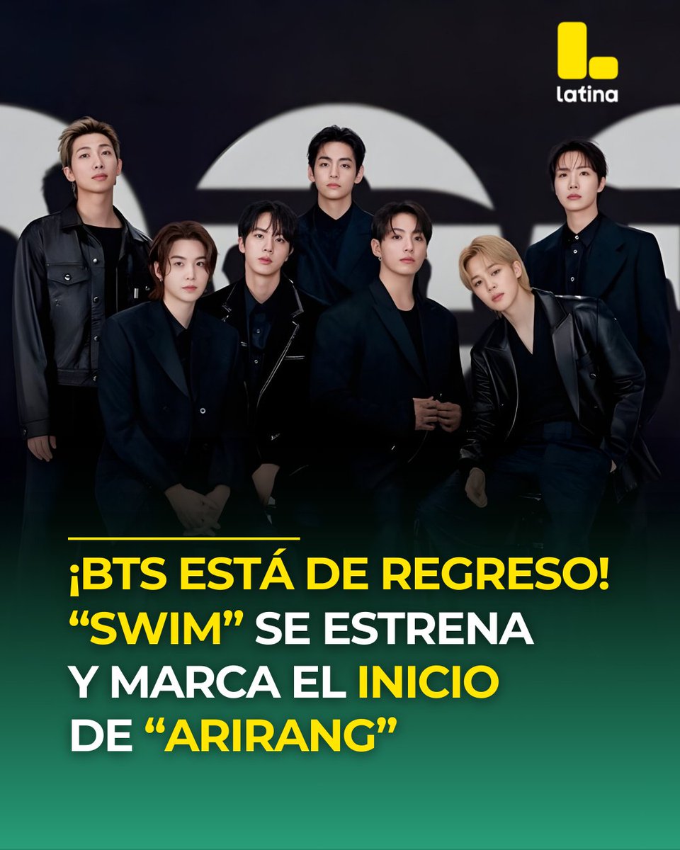 Latina_pe's tweet photo. ¡#BTS ESTÁ DE VUELTA! 💜 El esperado videoclip de “Swim” ya se estrenó y marca el inicio oficial de la era #Arirang, el nuevo album que tiene a todo el #ARMY enloqueciendo. 🔥✨ Con este lanzamiento, el grupo abre una nueva etapa llena de música y sorpresas que ya está dando que hablar en todo el mundo. 🌎💜#btsworldtour2026
