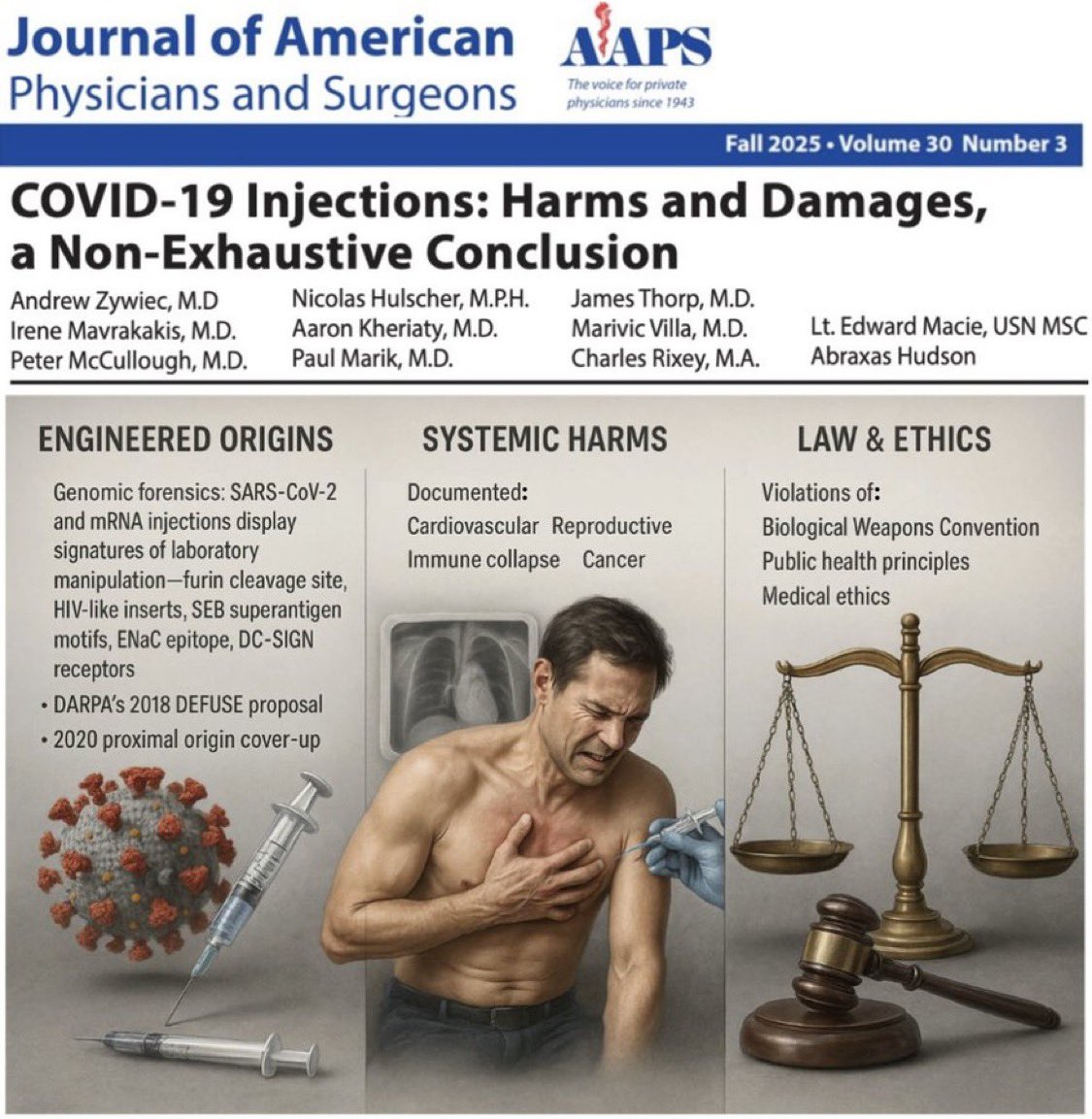 🚨Cette étude confirme que les injections d'ARNm contre le COVID-19 enfreignent la Convention sur les armes biologiques, le Code de Nuremberg, la Déclaration d'Helsinki et la Constitution américaine

Les populations ont été illégalement contraintes de se faire administrer des