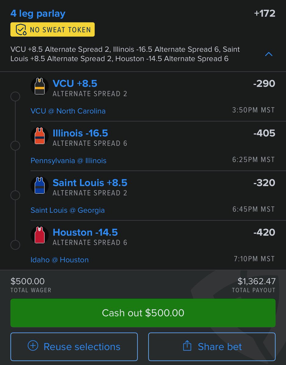 BOOOOOOOOOOOOOOOOOOM‼️

ANOTHER WINNER…

HOUSTON -23 💰💰💰💰

14-6 today 🔥🔥🔥🔥🔥🔥🔥

Don’t look so startled lmao 

Killing the books 💯💯💯

Even the lil parlays hitting