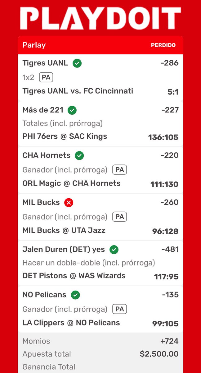 picks_koalateam's tweet photo. Cada ❤️ es un CHTM BUCKS 🙃

Hoy nos tocó perder este único PARLAY de la tarde con 🏀 

Andamos muy finos , pero hoy nos quedamos a 1 

Mañana empieza nuestro fin de semana y se viene mega PARLAY , a darle que llevamos mucha utilidad en el grupo 🚀🐨 no siempre se gana https://t.co/4biRPHfT2t