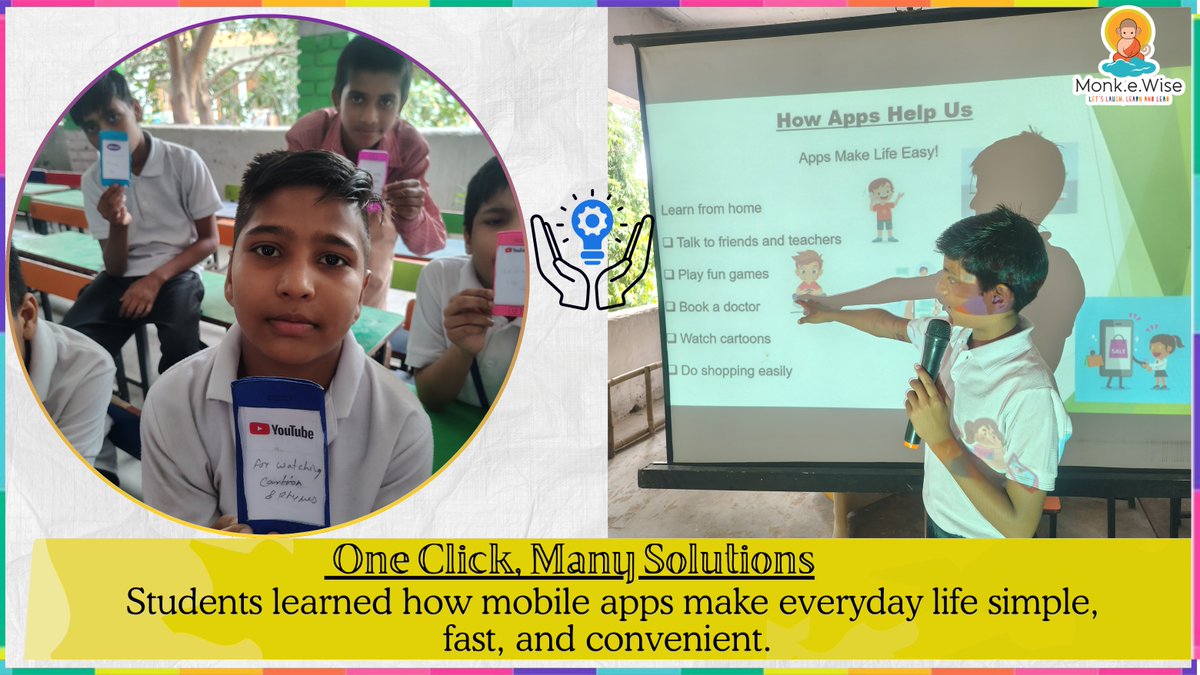 MonkEducation's tweet photo. From curiosity to confidence 🌱
Students explored how mobile apps help solve daily challenges—learning skills that go beyond the classroom.

#MonkewiseJourney #LifeSkills #HolisticEducation #DigitalAwareness #EmpoweringStudents #GrowthMindset https://t.co/wY9Ojquw3Y