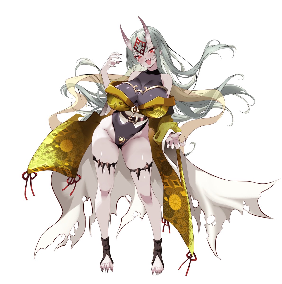 #看板娘を紹介するタグ
看板鬼娘の波旬 迦樓(はじゅん かるら)ちゃんです。
偉そうで傲慢で我儘な鬼姫で、常にマッチョででっかい配下の雄の鬼達から下剋上の危険性に晒されている、エロ酷い目にあわされる担当。 