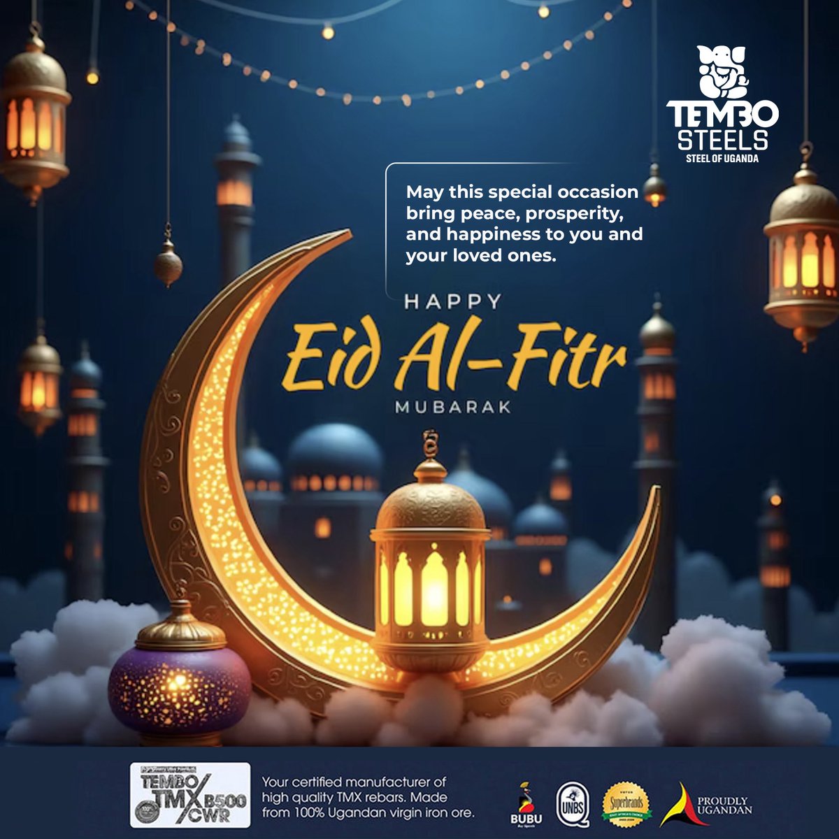 Tembosteelsltd's tweet photo. Eid Mubarak from Tembo Steels! ๐โจ
May this Eid inspire strength, unity, and lasting prosperity in your homes and communities. We appreciate your continued trust and partnership.
#EidMubarak #TemboSteels #StrongerTogether https://t.co/Ds2dDoJ8nW