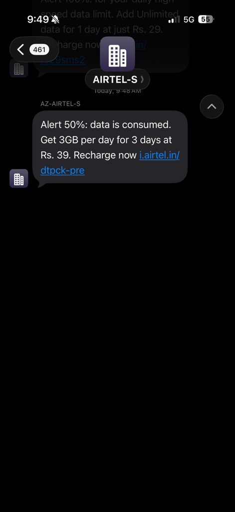 OnkarK5's tweet photo. Airtel Unlimited 5G feels like a scam. Even when I’m connected to a 5G network, my 4G data keeps getting consumed and my daily limit starts reducing. What’s the point of “unlimited” if this is happening? 
@airtelindia @Airtel_Presence
please fix this or clarify? https://t.co/2RFsOrZfNM
