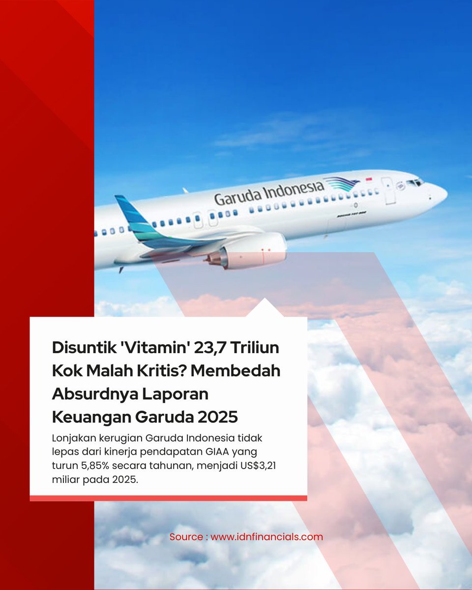 birucoorporate's tweet photo. Standing ovation buat maskapai plat merah kita! 👏 Harga tiket kelas atas ternyata nggak cukup buat nahan laju kerugian yang tembus US$322,4 juta di tahun buku 2025. 

Minal
Mohon
#LET_ENHYPEN_CREATE
#PROTECT_OUR_SEVEN
ARIRANG OUT TODAY
Eid Mubarak
SWIM OUT TODAY
BTS IS BACK https://t.co/XDfrAPUWjo