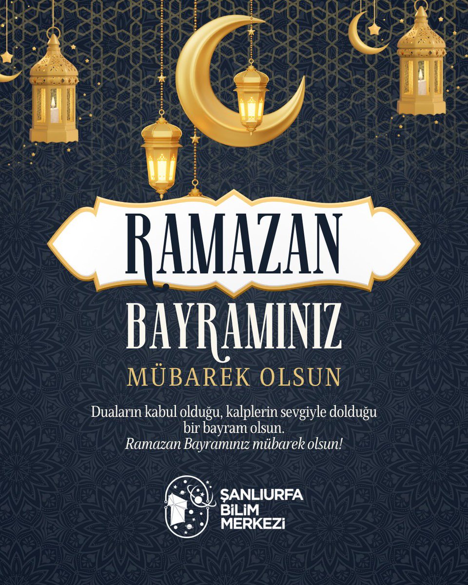 BilimSanliurfa's tweet photo. Ramazan Bayramı’nın; birlik, beraberlik ve dayanışma duygularını güçlendirdiği, sağlık, huzur ve mutluluk getirdiği nice bayramlara vesile olmasını diliyoruz.
Şanlıurfa Bilim Merkezi olarak tüm hemşehrilerimizin Ramazan Bayramı’nı en içten dileklerimizle kutlarız. https://t.co/NIRVQgeOOw