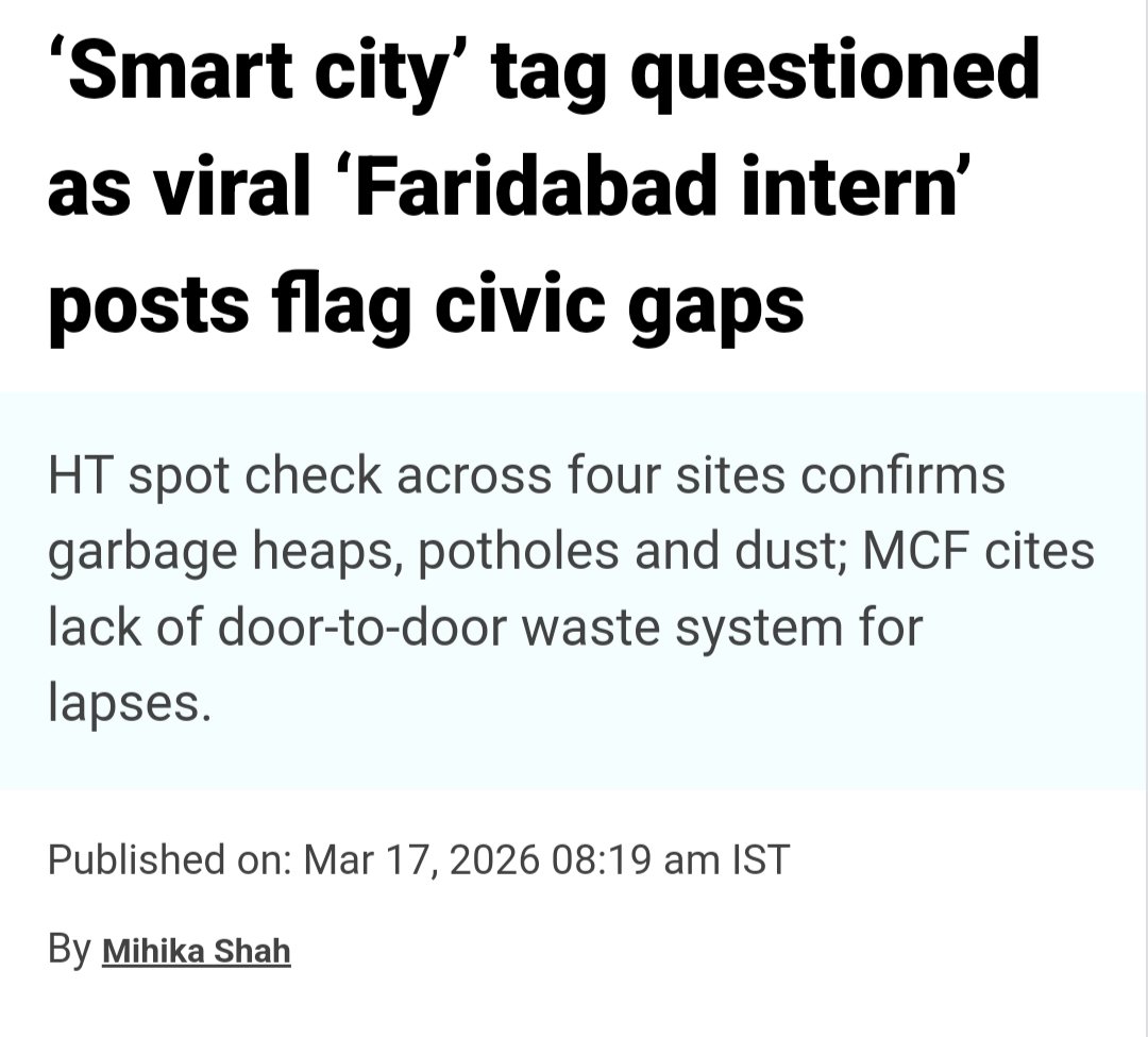 RakeshK32229480's tweet photo. Thanks @htTweets  for covering my posts 🙏🙏
@MCF_Faridabad @VipulGoelBJP @KPGBJP even sub-african countries are cleaner than  this city and forget about roads https://t.co/15y4gAUrkN