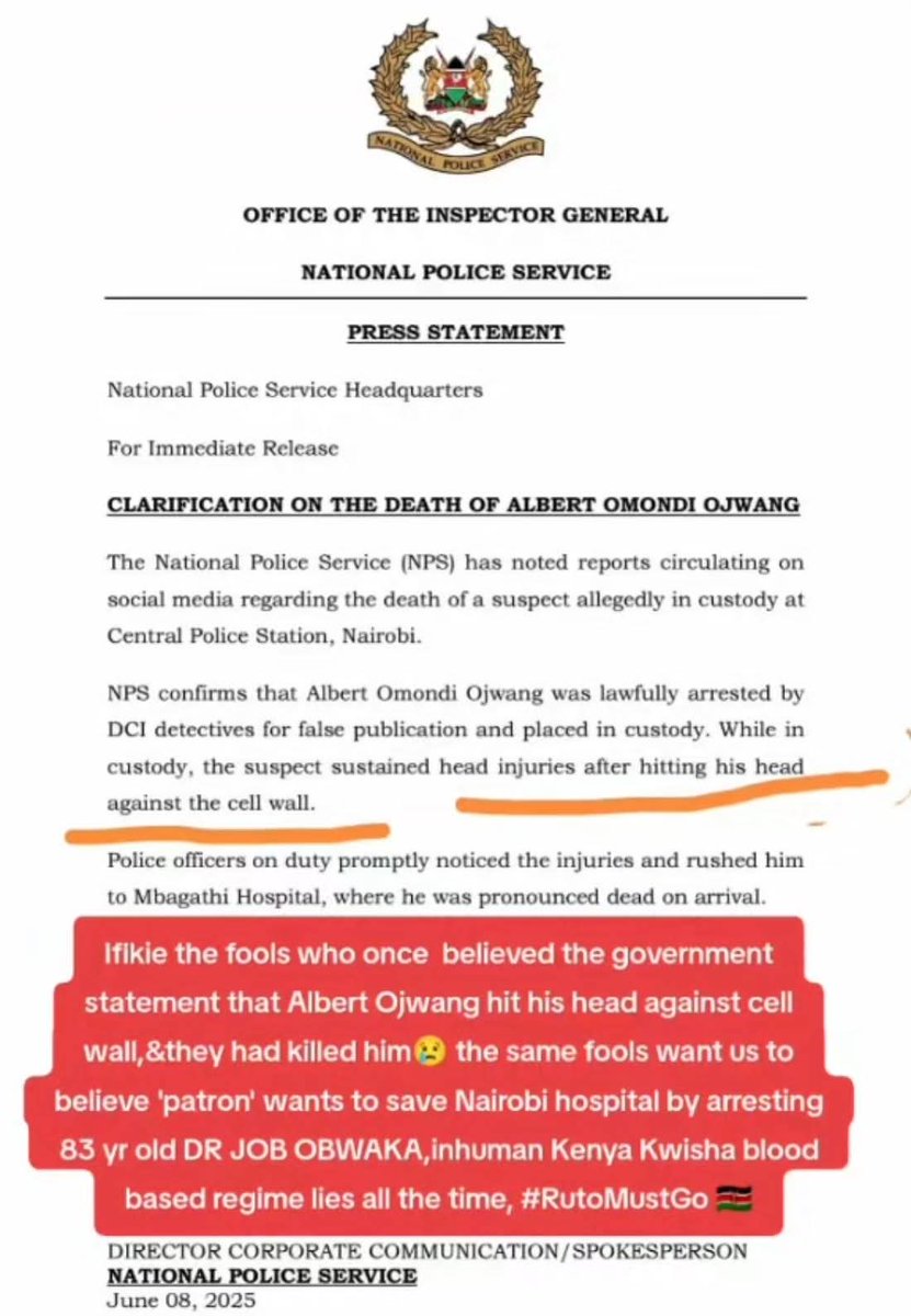 Kama umesahau why lazima #TukoKadi let me remind you they told us Albert Ojwanga aliuliwa na walls za police cells!
Hii shuguli inahitaji Mbogi.