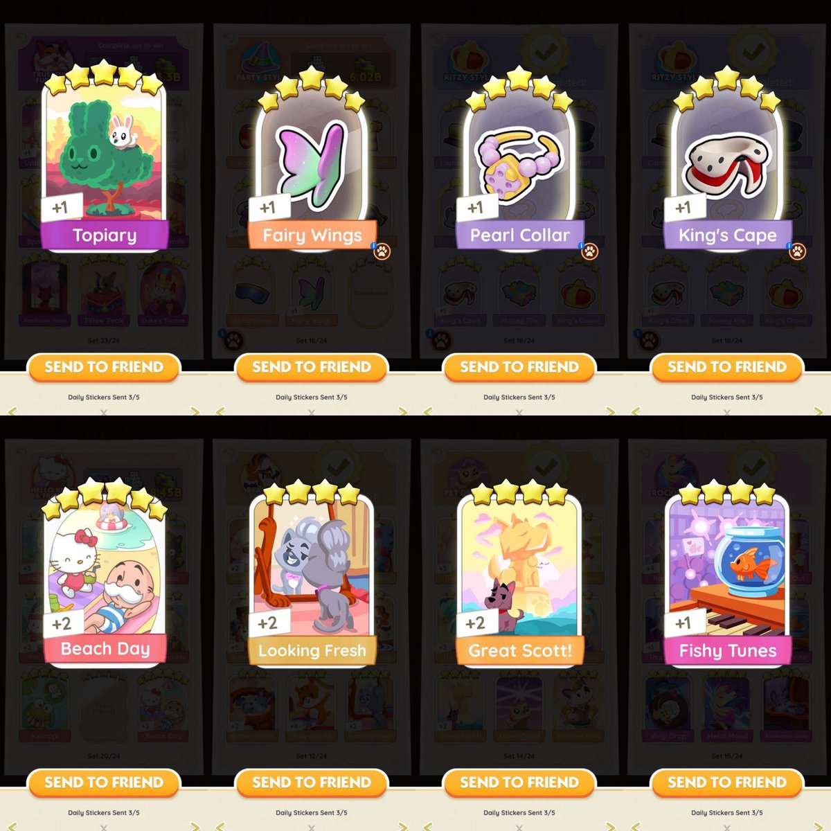 wts lfb monopoly go stickers 

ALL STICKERS AVAILABLE ‼️
#MonopolyGo #MonopolyGoSell 

Backstage Glow - 200 / $5
5 ⭐️ - 150 / $4

Zoomie Mobile, Looking fresh - 80/$3

4 ⭐️ accessories - 40 - $1.5
4 ⭐️ normal - 60/ $2

Mode of Payment: Paypal/GCash