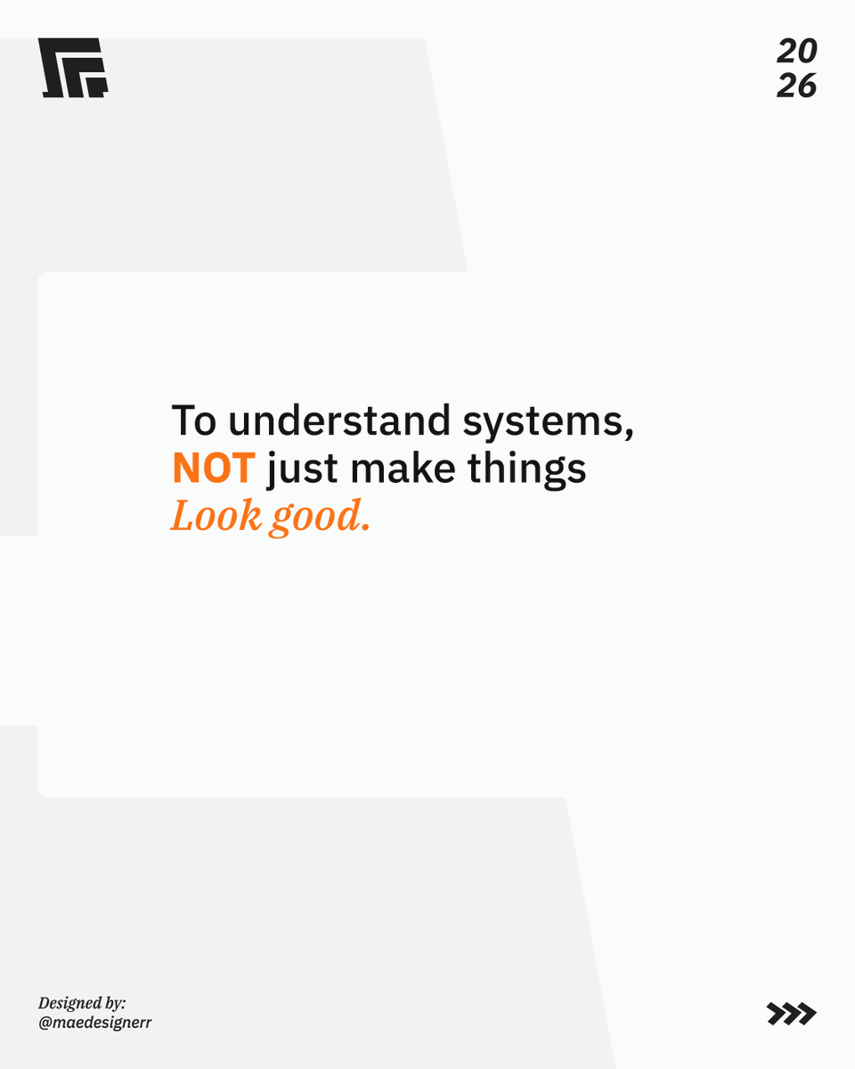 MAEDesignerr's tweet photo. My goal isn't to build a massive following or land huge clients tomorrow.  It's to get better at design. To understand why things work. To develop a process I can trust.  I want to become the kind of designer who understands systems — not just someone who makes things look nice. https://t.co/wUXhSnE0Ts
