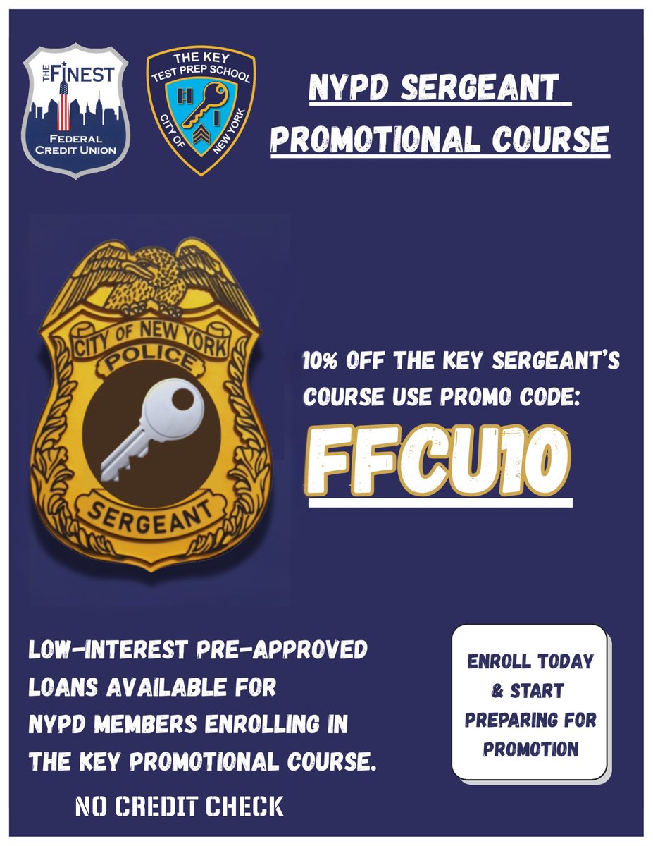 Looking to purchases The Key’s Sergeant course but need help? 

Our partnership with The Finest Federal Credit Union approves all MOS with no credit check, and just withdraws $70 a paycheck until it is paid off. 

To find out more: thefinestfcu.org/forms-applicat…