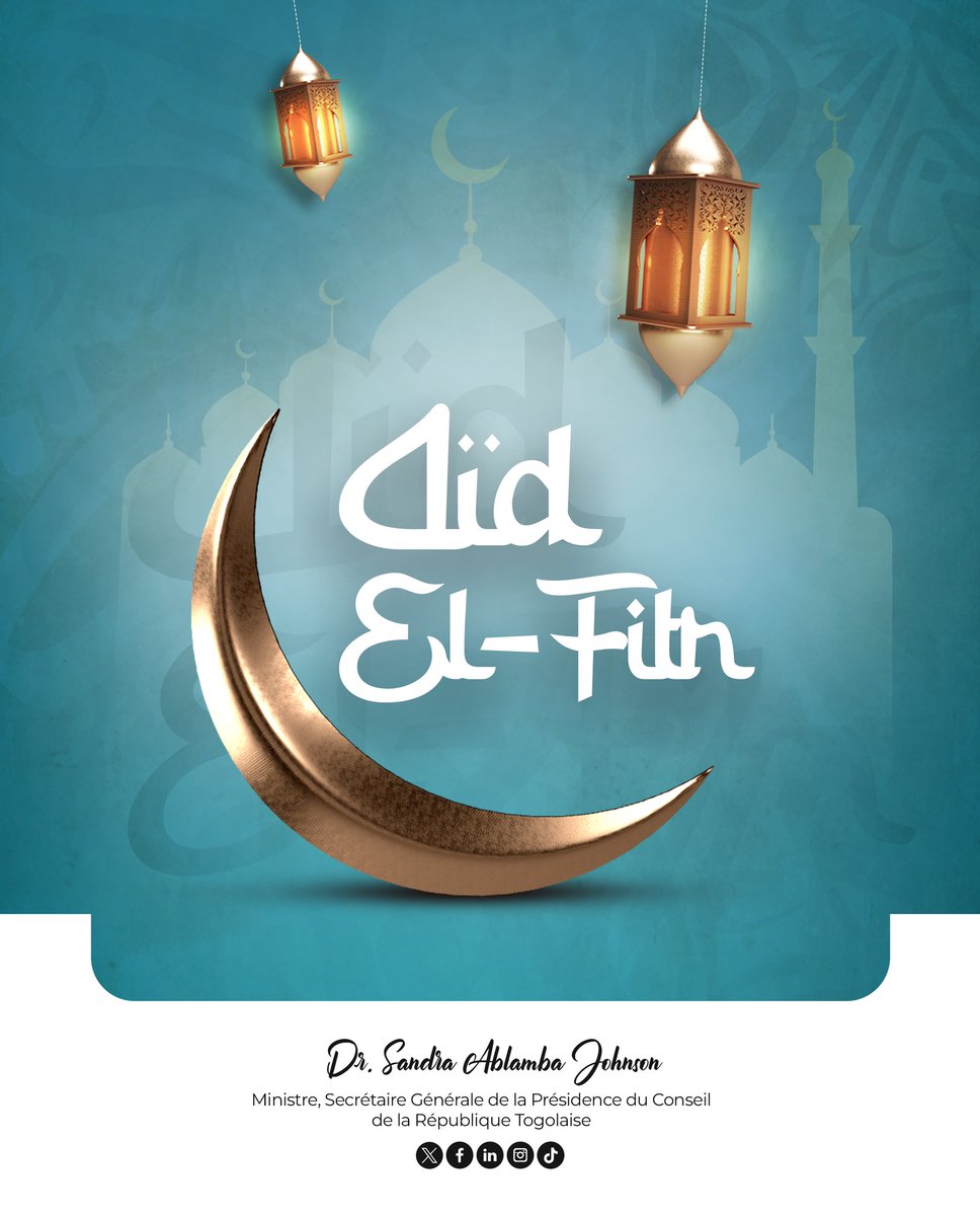Joyeuse fête de l'Aïd el-Fitr à toute la communauté musulmane !

Que les valeurs de solidarité, de paix, de partage et de respect mutuel, cultivées durant le Ramadan, continuent de guider nos actions au service d'un Togo plus prospère.