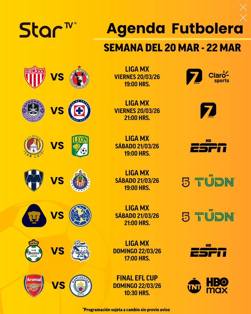 StarTVMx's tweet photo. ⚽ Agenda futbolera lista 👀
👉 ¿Qué partido recomiendas y cuál es tu botana infalible? 😏🍻
📺 #TomaElControl con #StarTV.
#AgendaFutbolera #futbol #deportes https://t.co/j9g3jzo9hJ