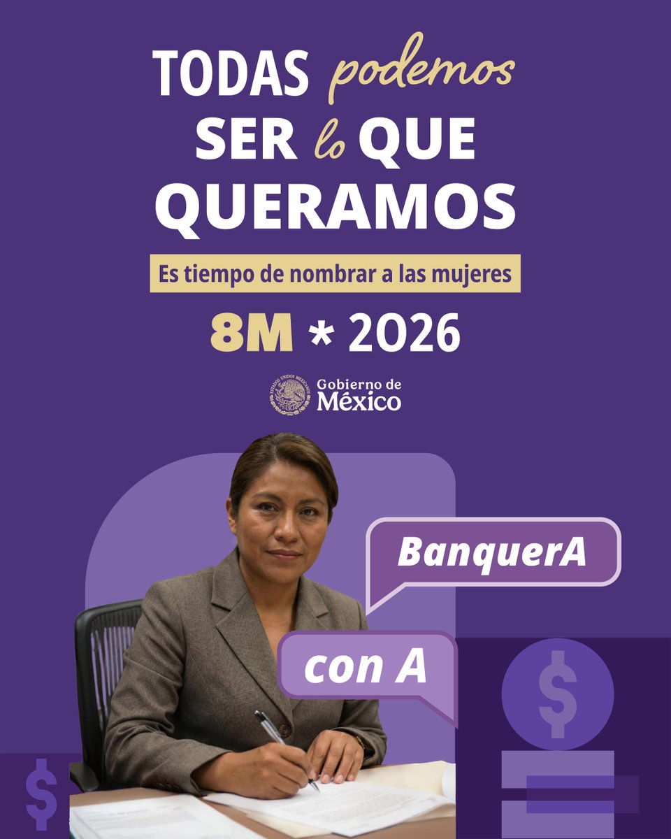CRTGobMX's tweet photo. Las mujeres están presentes en todos los ámbitos profesionales, y es momento de nombrarlas #ConA.
#BanquerA #SerLoQueQueramos https://t.co/vlXg0kllT6
