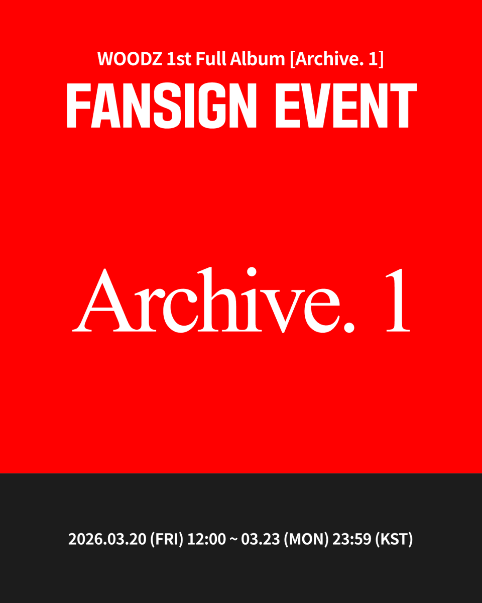 [✍️] #WOODZ #우즈 
WOODZ 1st Full Album [Archive. 1]
#케타포 대면/영상통화 사인회 오픈

🖤대면 사인회 응모자 전원, Ktown4u 단독 특전 셀피 포토카드 하룰라라 ver. 2종 중 1종 랜덤 증정 (1:1) 
🖤영상통화 사인회 응모자 전원, Ktown4u 단독 특전 셀피 포토카드 저숭라라 ver.2종 중 1종 랜덤